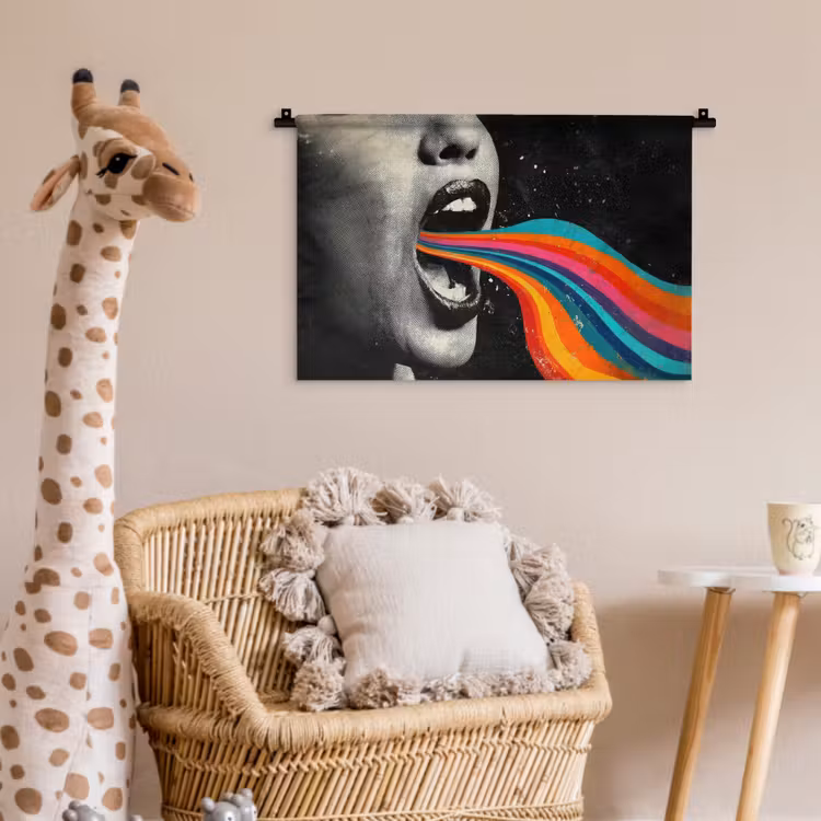 Mond - Golven - Regenboog Wandkleed katoen klein -wsfeer5_kind