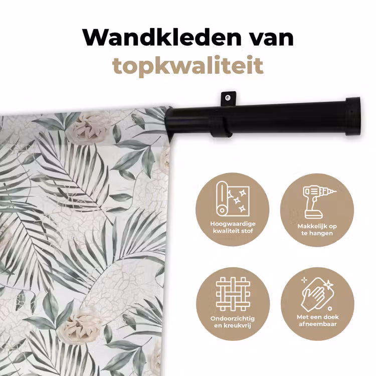 Monstera - Palmblad - Jungle - Tropisch Wandkleed katoen klein -sfeer2