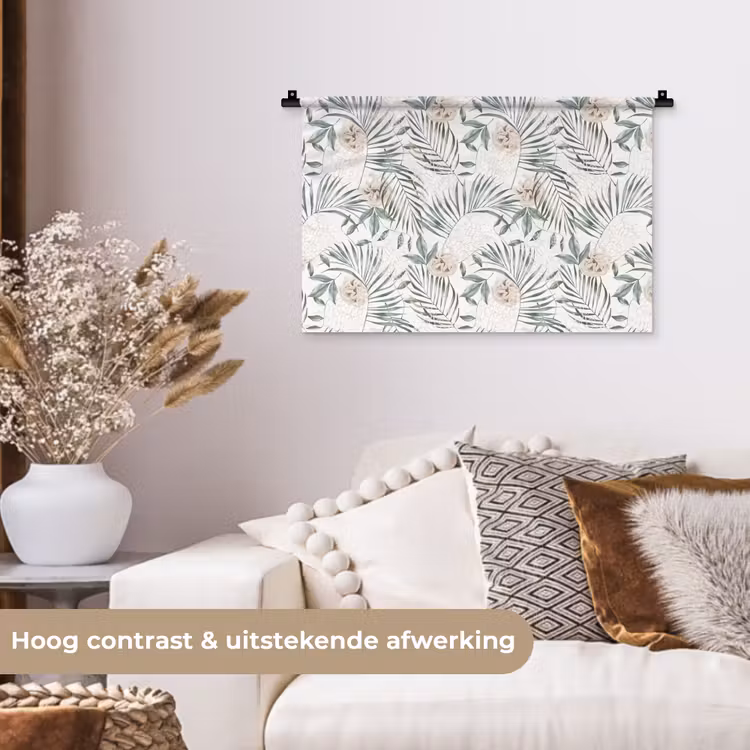 Monstera - Palmblad - Jungle - Tropisch Wandkleed katoen klein -sfeer1