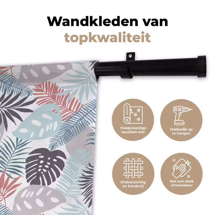 Monstera - Pastel - Bladeren - Tropical Wandkleed katoen klein -sfeer2