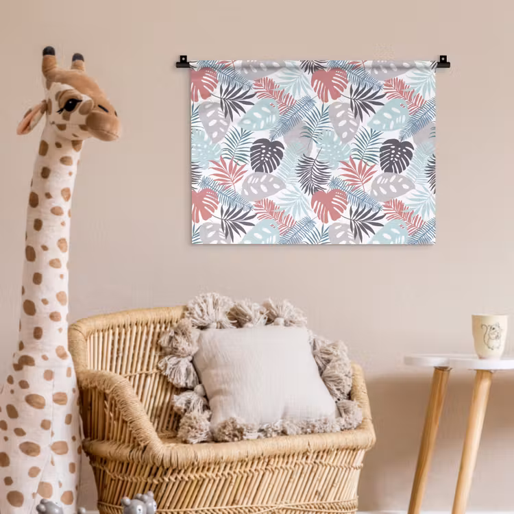 Monstera - Pastel - Bladeren - Tropical Wandkleed katoen klein -wsfeer5_kind
