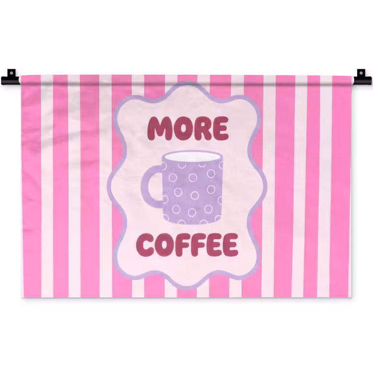 More coffee - Roze - Paars - Strepen - Mok Wandkleed katoen klein -zz3d