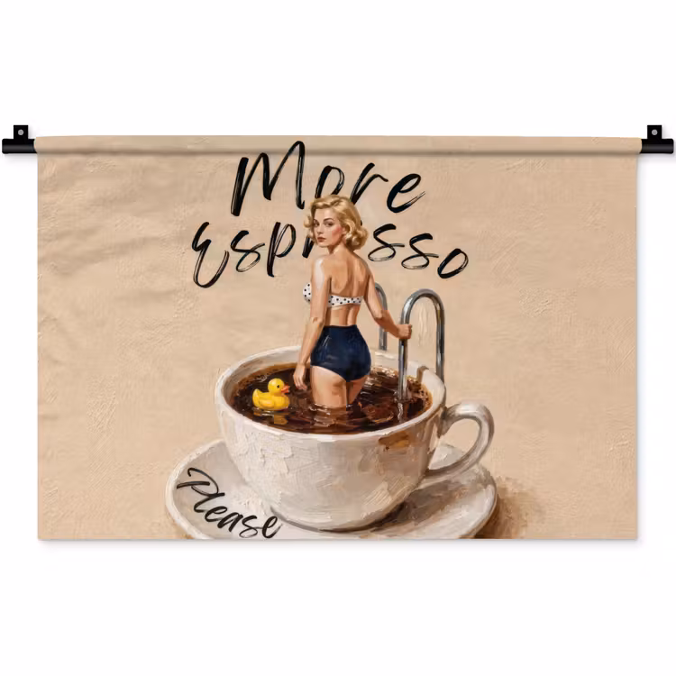More espresso - Koffie - Eend Wandkleed katoen klein -zz3d