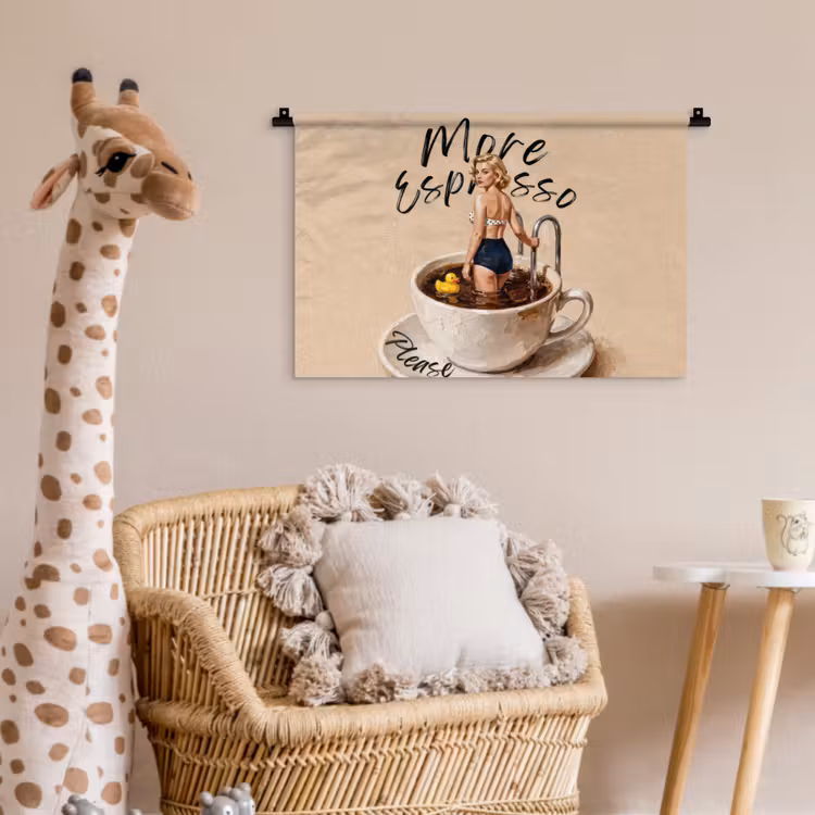 More espresso - Koffie - Eend Wandkleed katoen klein -wsfeer5_kind