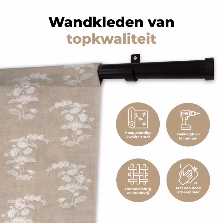 Motief - Beige - Linnen Wandkleed katoen klein 269 -sfeer2