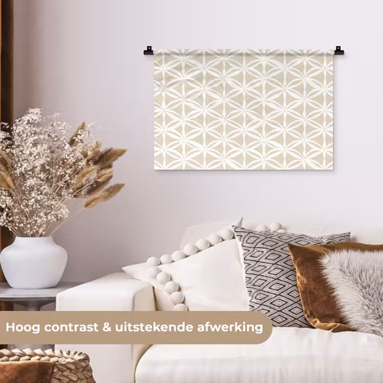 Motief - Modern - Beige Wandkleed katoen klein 269 -sfeer1