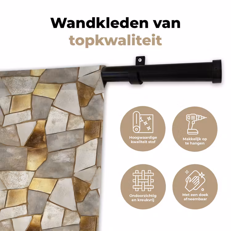 Mozaïek - Marmer - Goud Wandkleed katoen klein 269 -sfeer2