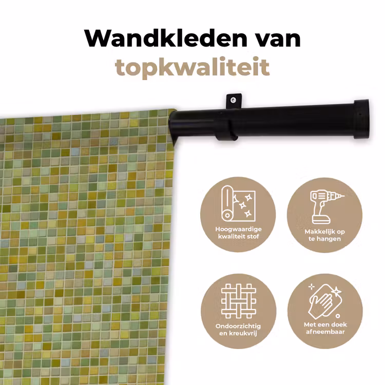 Mozaïek - Patroon - Groen Wandkleed katoen klein 269 -sfeer2