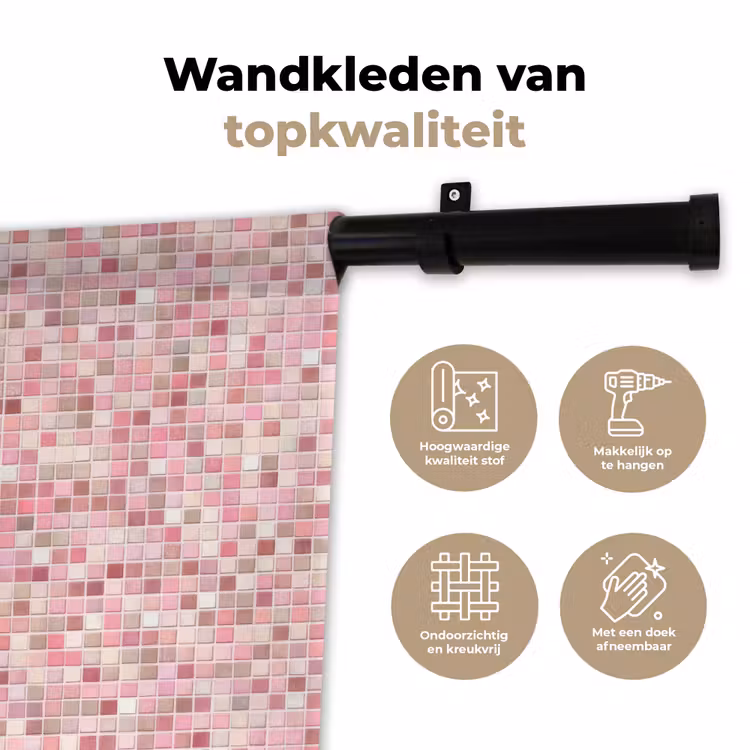 Mozaïek - Patroon - Roze Wandkleed katoen klein 269 -sfeer2