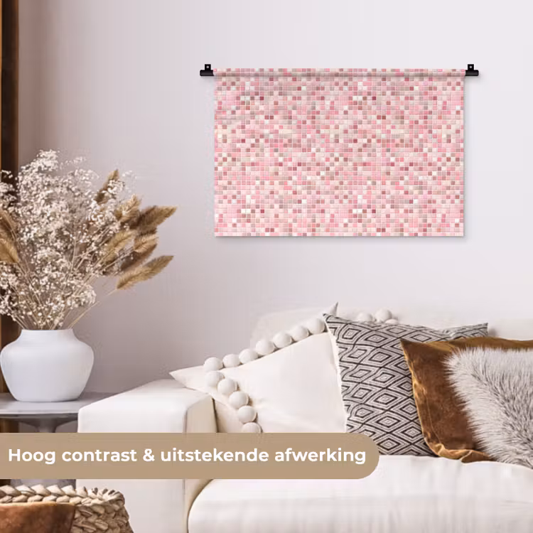 Mozaïek - Patroon - Roze Wandkleed katoen klein 269 -sfeer1