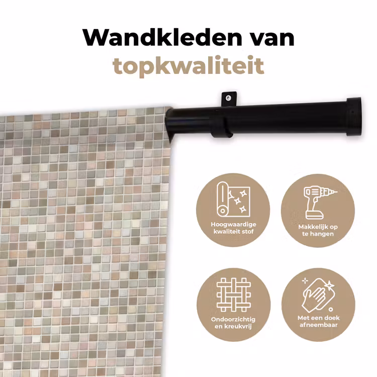 Mozaïek - Patroon- Taupe Wandkleed katoen klein 269 -sfeer2