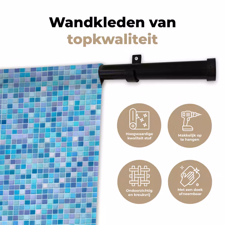 Mozaïek - Patroon - Turquoise Wandkleed katoen klein 269 -sfeer2