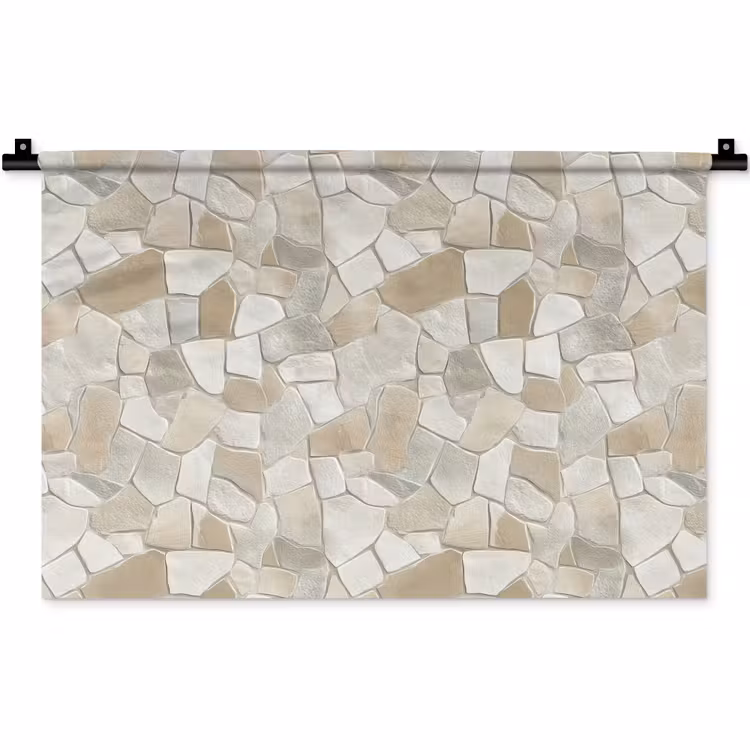 Mozaïek - Stenen - Beige Wandkleed katoen klein 269 -zz3d