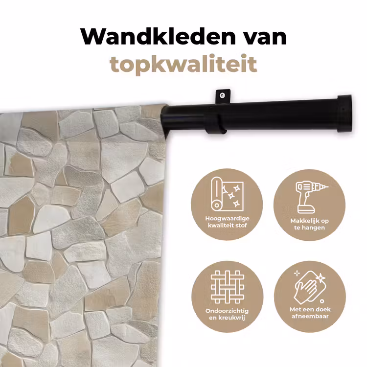 Mozaïek - Stenen - Beige Wandkleed katoen klein 269 -sfeer2