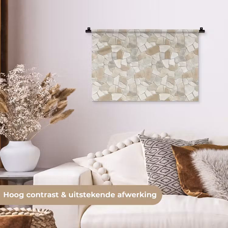 Mozaïek - Stenen - Beige Wandkleed katoen klein 269 -sfeer1
