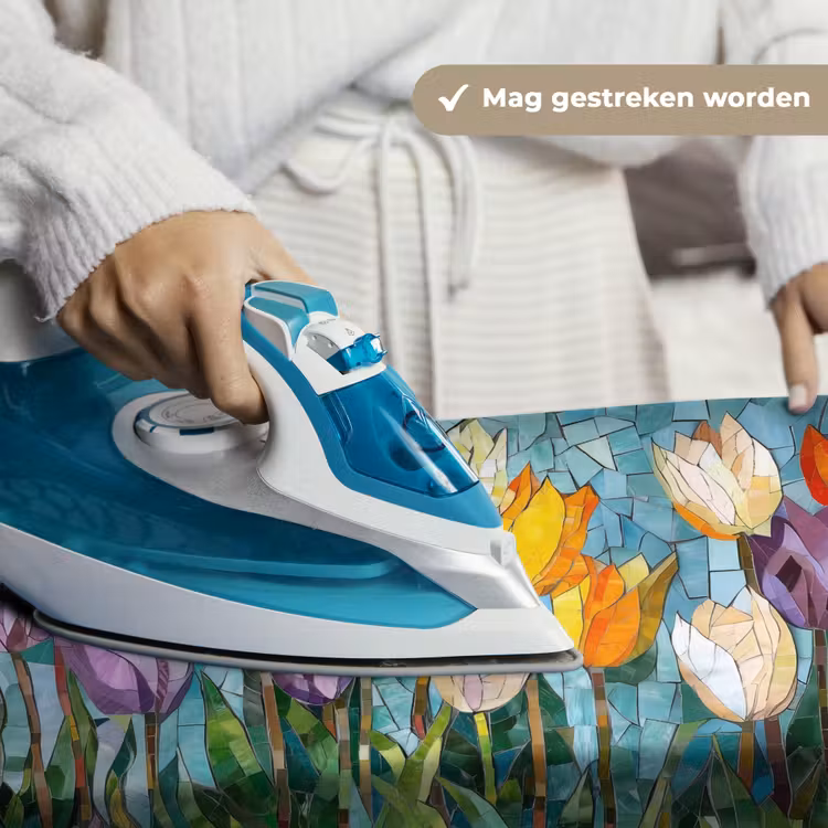 Mozaïek - Veld - Tulpen - Kleurrijk Wandkleed katoen klein -sfeer9