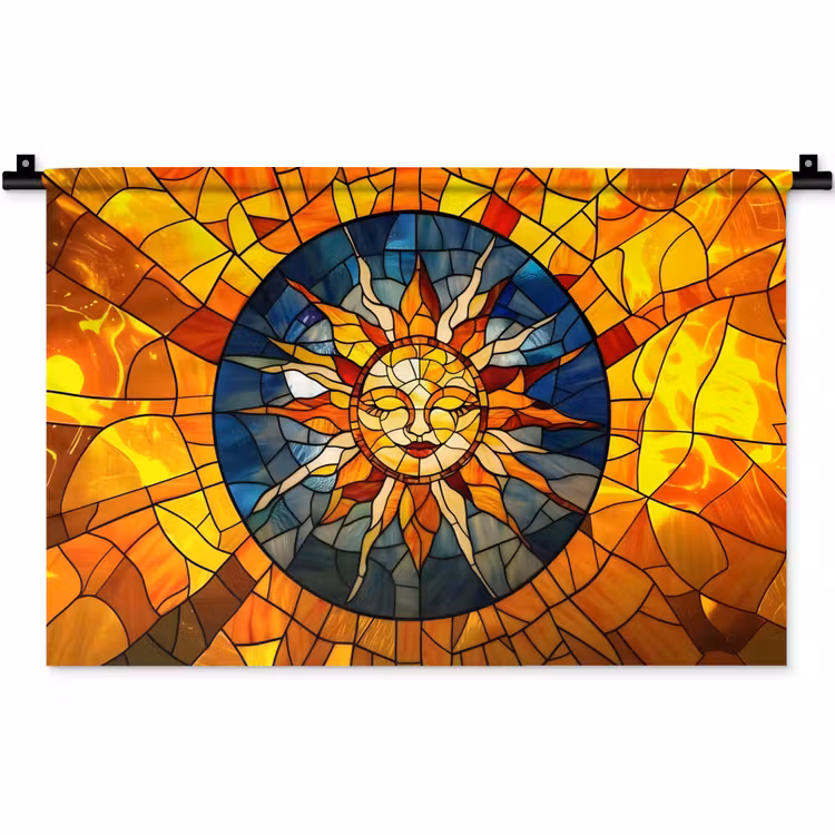 Mozaïek - Zon - Geel - Cirkel Wandkleed katoen klein -zz3d