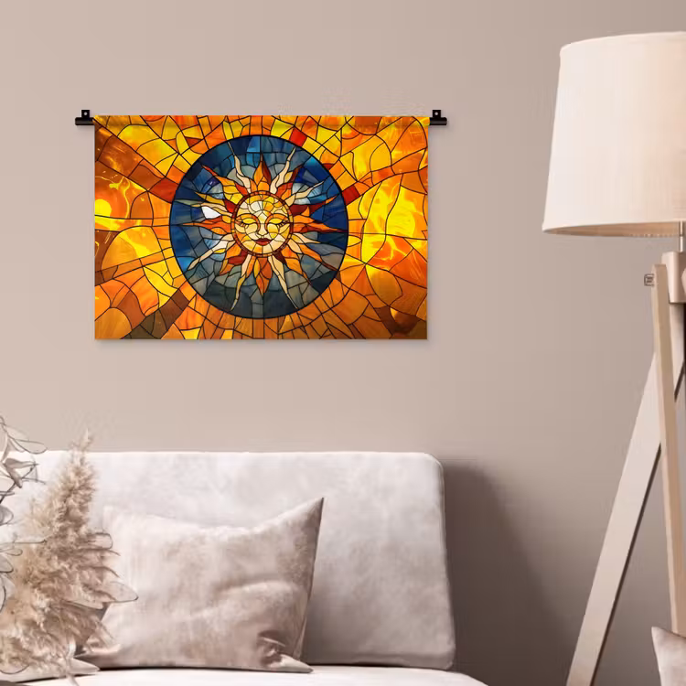Mozaïek - Zon - Geel - Cirkel Wandkleed katoen klein -sfeer4