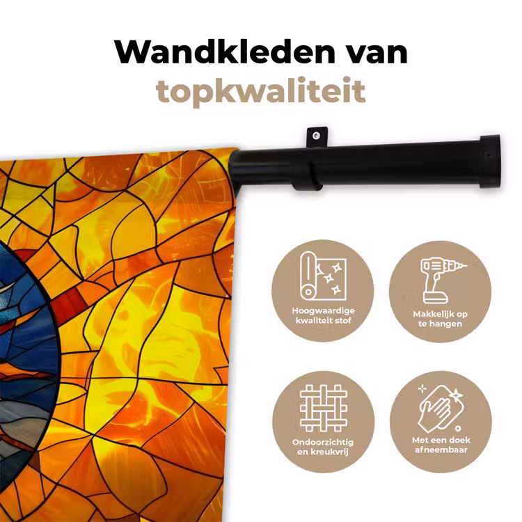 Mozaïek - Zon - Geel - Cirkel Wandkleed katoen klein -sfeer2