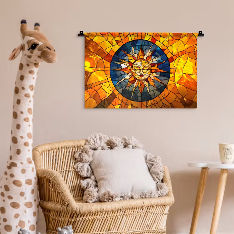 Mozaïek - Zon - Geel - Cirkel Wandkleed katoen klein -wsfeer5_kind