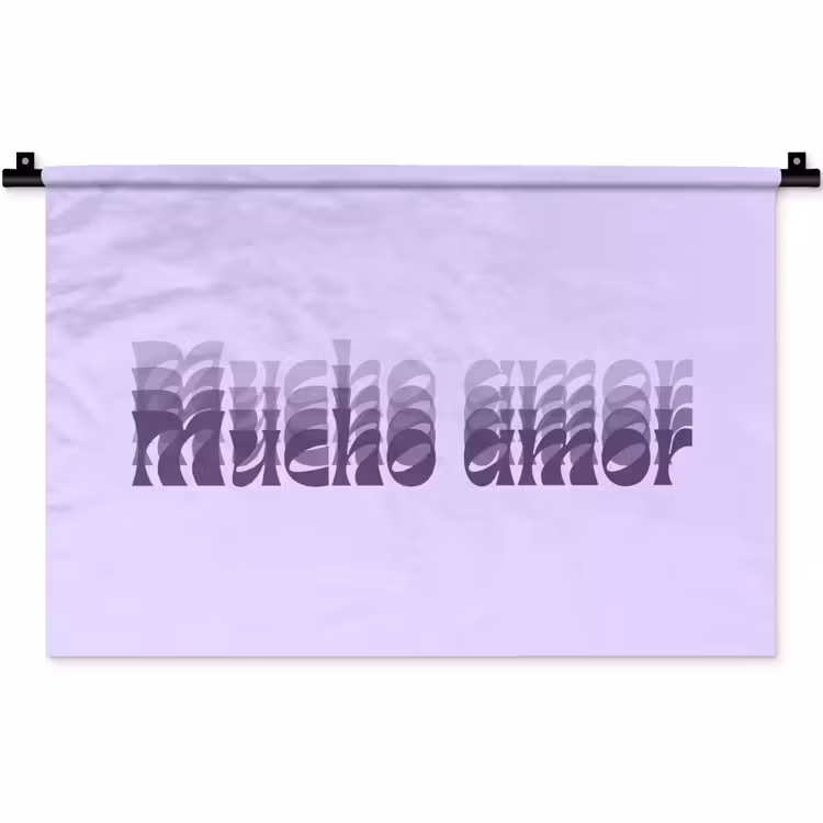 Mucho amor - Paars - Gelaagde letters Wandkleed katoen klein -zz3d