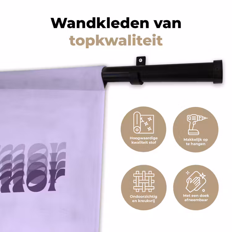 Mucho amor - Paars - Gelaagde letters Wandkleed katoen klein -sfeer2