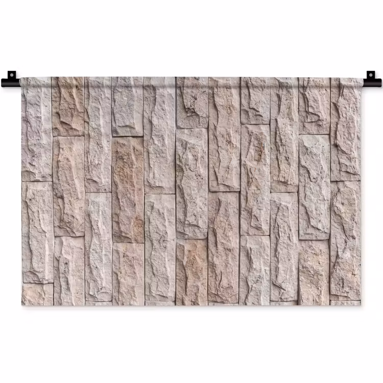Muur - Steen - Ruw - Beige - Textuur Wandkleed katoen klein -zz3d