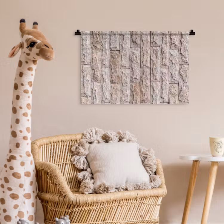 Muur - Steen - Ruw - Beige - Textuur Wandkleed katoen klein -wsfeer5_kind