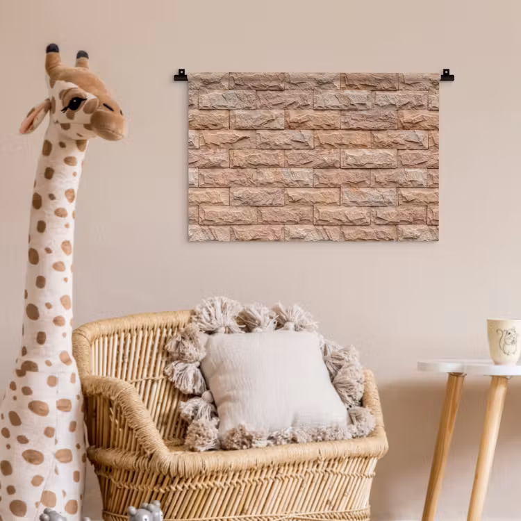 Muur - Steen - Ruw - Textuur - Beige Wandkleed katoen klein -wsfeer5_kind