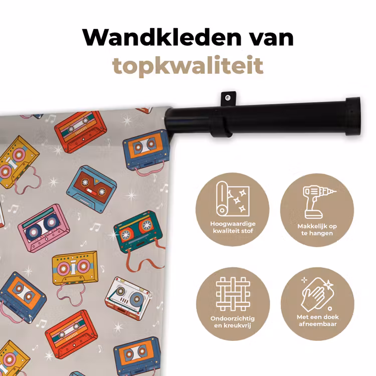 Muziek - Cassette - Patroon Wandkleed katoen klein 269 -sfeer2