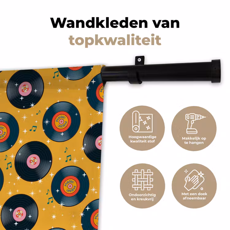 Muziek - Patroon - Geel Wandkleed katoen klein 269 -sfeer2