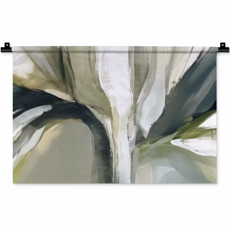Natuur - Abstract - Groen - Penseelstreken Wandkleed katoen klein -zz3d