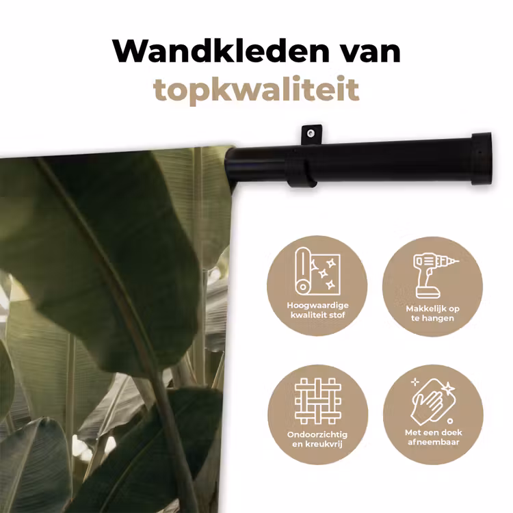 Natuur - Bladeren - Groen - Tropisch - Detail Wandkleed katoen klein -sfeer2