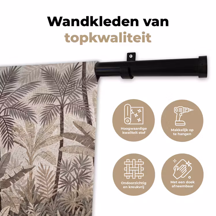 Natuur - Bladeren - Landschap - Mozaïek - Beige Wandkleed katoen klein -sfeer2