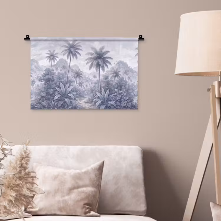 Natuur - Boom - Tropisch - Landschap - Blauw Wandkleed katoen klein -sfeer4