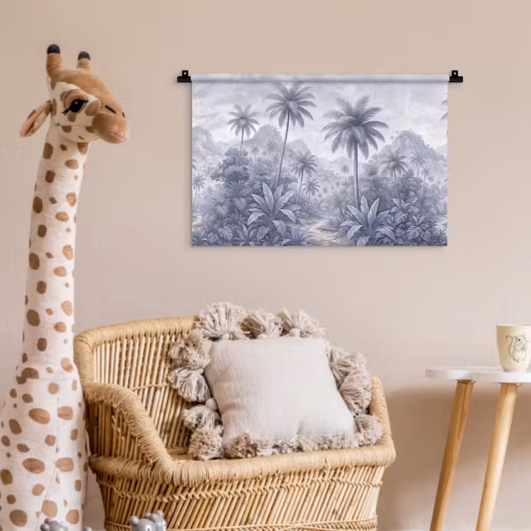 Natuur - Boom - Tropisch - Landschap - Blauw Wandkleed katoen klein -wsfeer5_kind