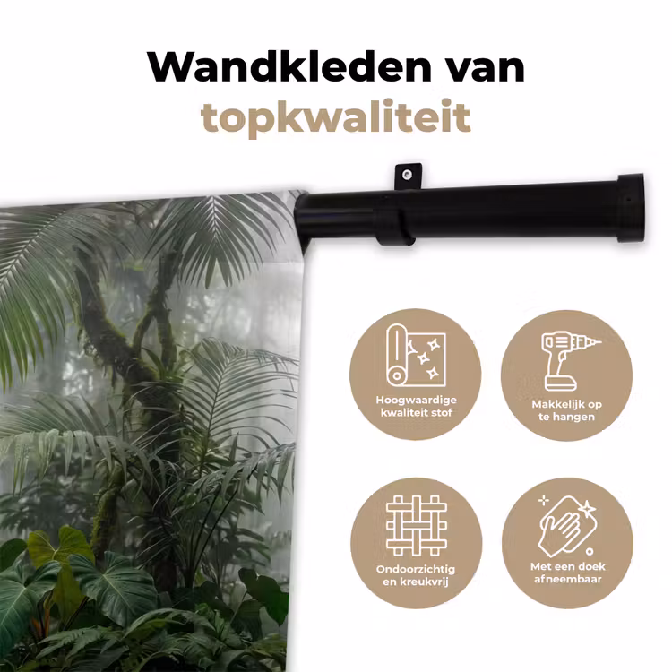 Natuur - Jungle - Mist - Tropisch - Groen Wandkleed katoen klein -sfeer2