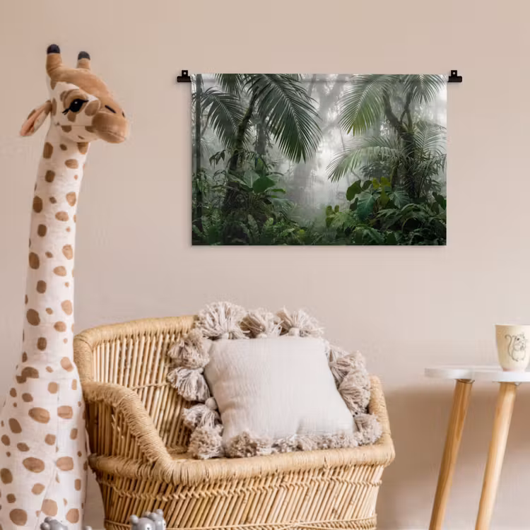 Natuur - Jungle - Mist - Tropisch - Groen Wandkleed katoen klein -wsfeer5_kind