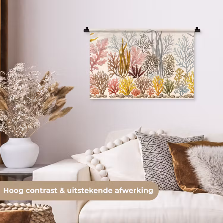 Natuur - Onderwater - Botanisch - Vintage - Kleurrijk Wandkleed katoen klein -sfeer1