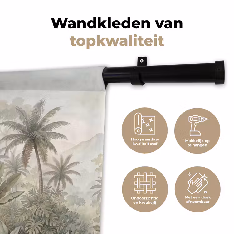 Natuur - Tropisch bos - Landschap - Aquarel - Groen Wandkleed katoen klein -sfeer2
