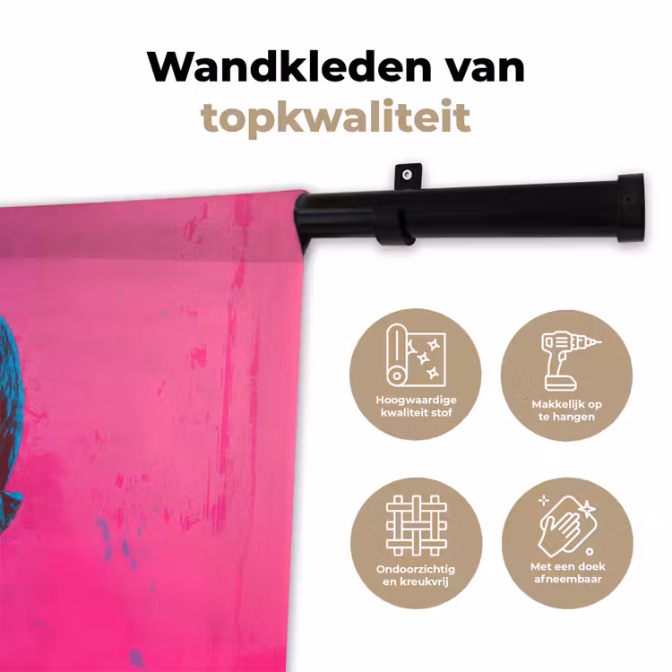 Neon - Blauw - Pop-art - Schedel Wandkleed katoen klein -sfeer2