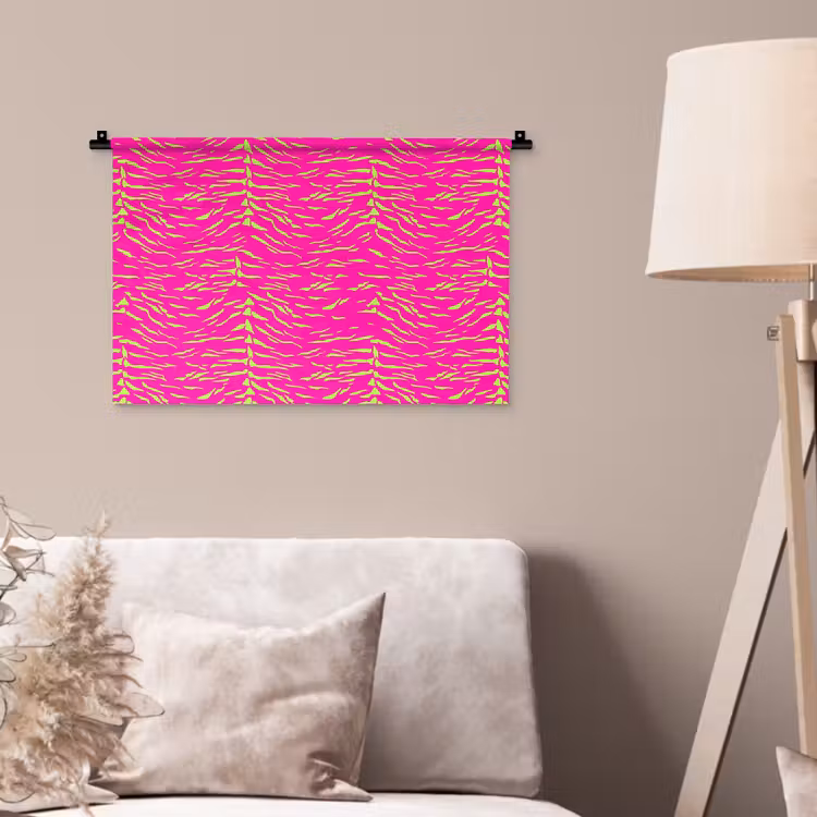 Neon - Groen - Roze - Tijger Wandkleed katoen klein 269 -sfeer4