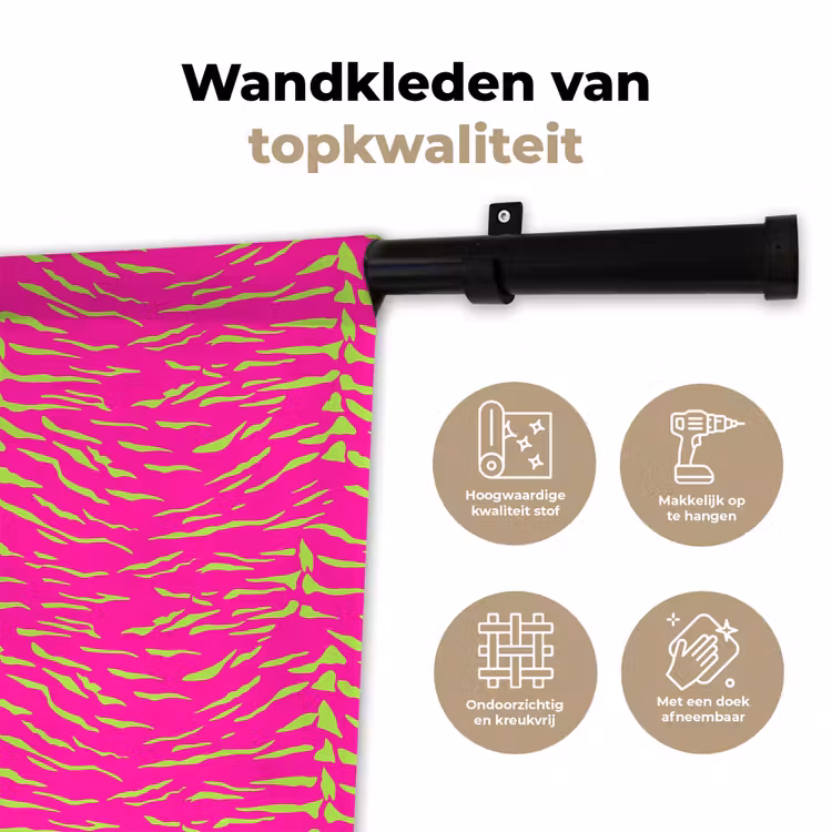 Neon - Groen - Roze - Tijger Wandkleed katoen klein 269 -sfeer2