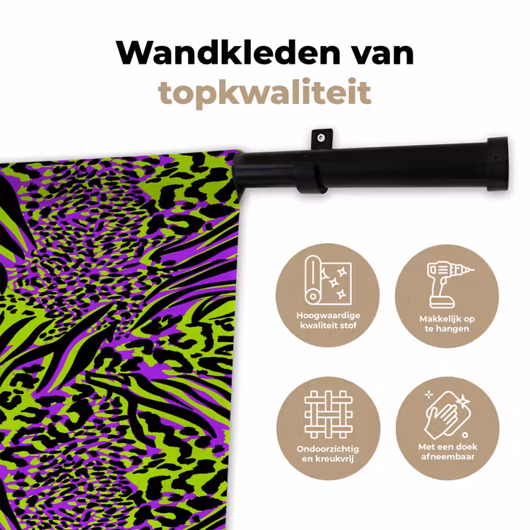 Neon - Paars - Dieren - Patroon Wandkleed katoen klein 269 -sfeer2