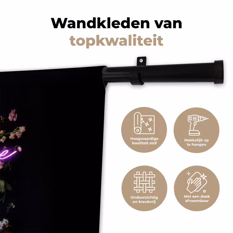 Neon - Vaas - Bloemen Wandkleed katoen klein -sfeer2
