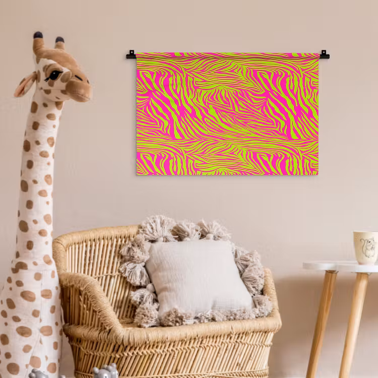 Neon - Zebra - Roze - Groen Wandkleed katoen klein 269 -wsfeer5_kind