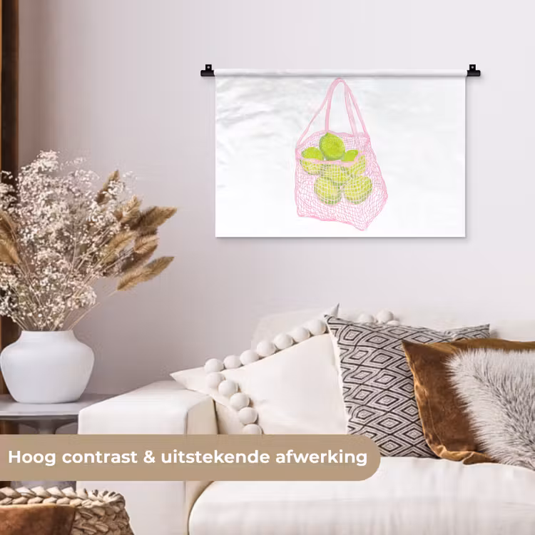 Netzakje - Roze - Illustratie - Limoenen Wandkleed katoen klein -sfeer1
