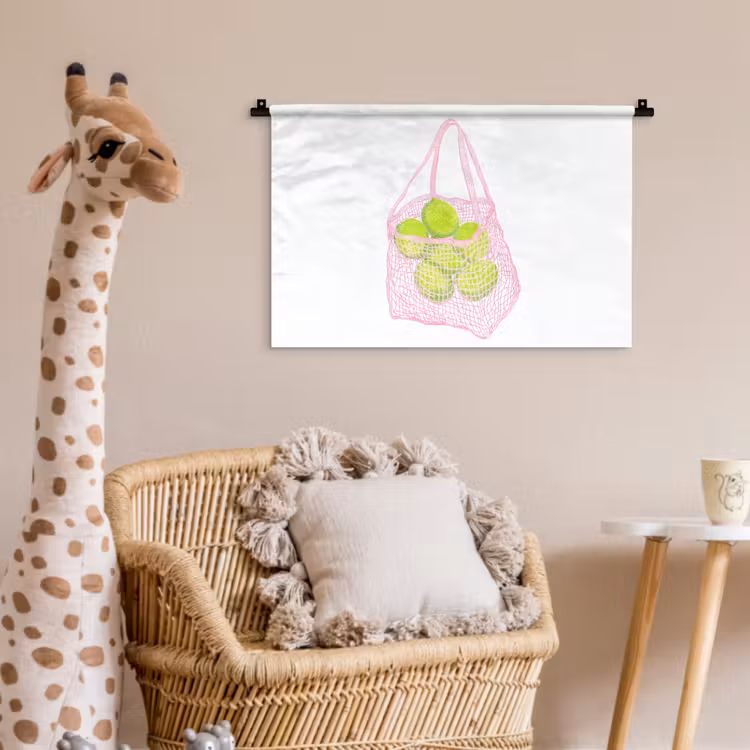Netzakje - Roze - Illustratie - Limoenen Wandkleed katoen klein -wsfeer5_kind