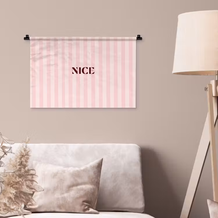Nice - Strepen - Roze Wandkleed katoen klein -sfeer4