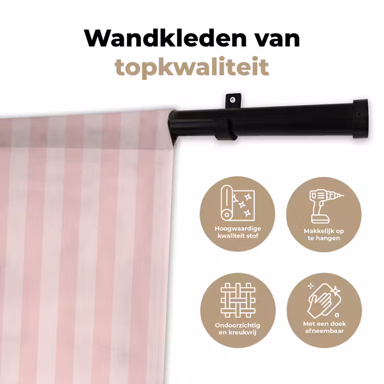 Nice - Strepen - Roze Wandkleed katoen klein -sfeer2